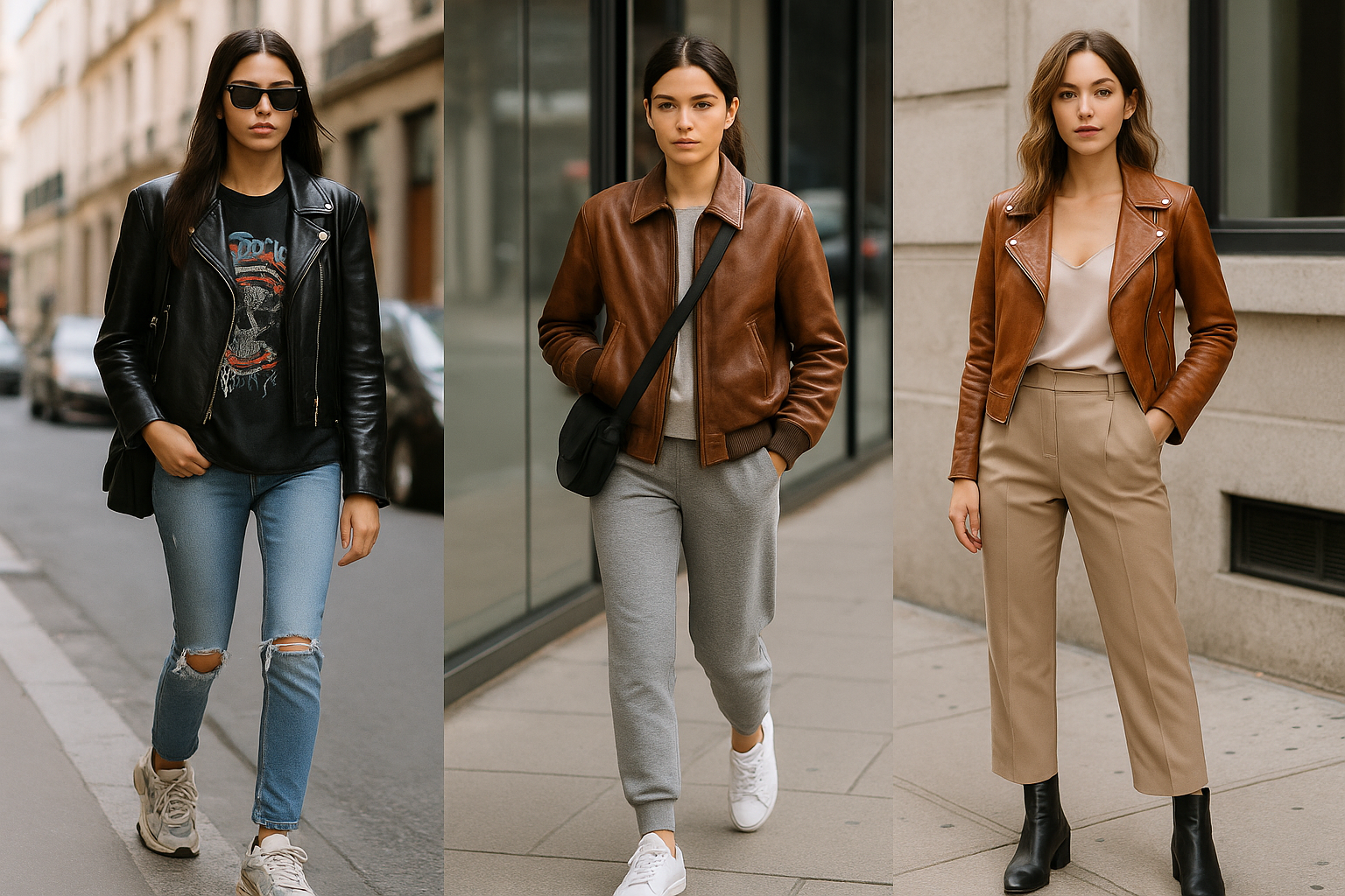 How Models Wear Leather Jackets Off-Duty
